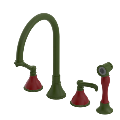 Rubinet Widespread Kitchen Set with Hand Spray Green Envy
