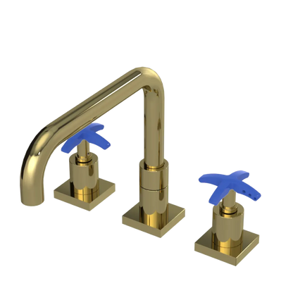 Rubinet Widespread Kitchen Set with Genesis Spout Natural Brass