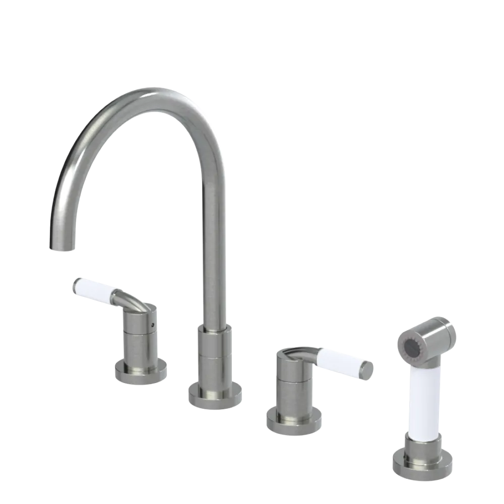 Rubinet Widespread Kitchen Set with Hand Spray Satin Nickel