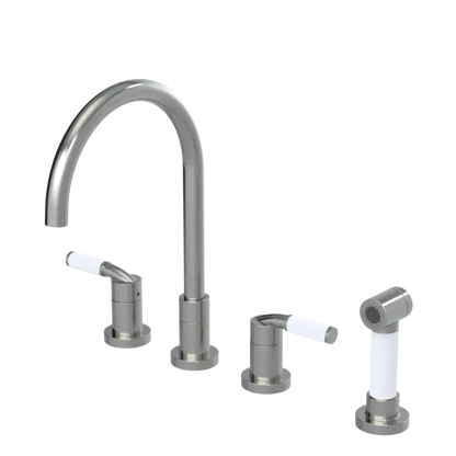 Rubinet Widespread Kitchen Set with Hand Spray Satin Nickel