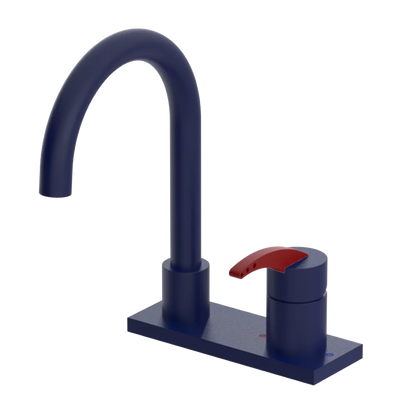 Rubinet 4" Centre Single Control Lav. Set. (less drain) Midnight Blue