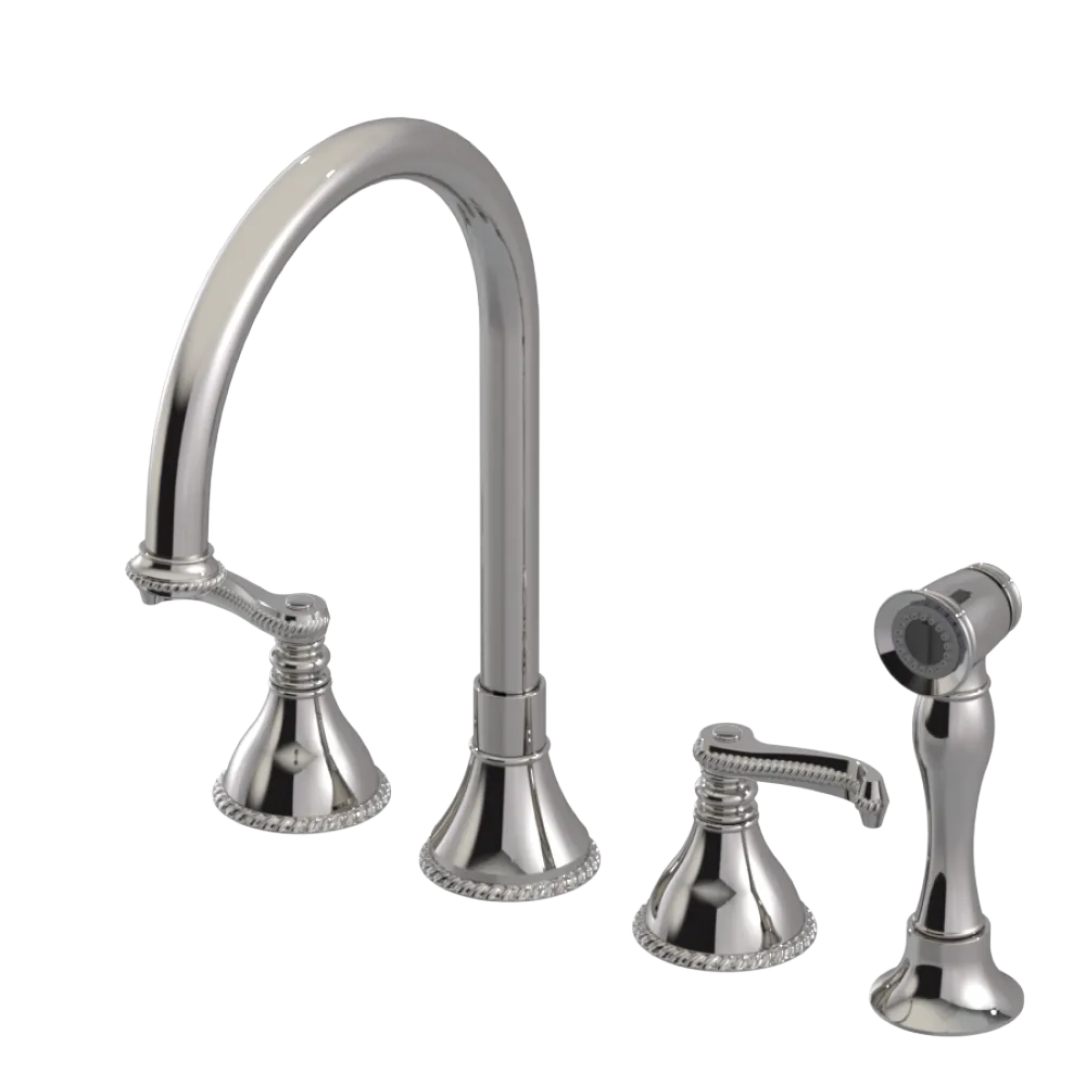 Rubinet Widespread Kitchen Set with Hand Spray Polished Nickel