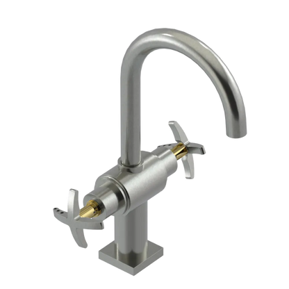 Rubinet Single Hole Dual Handle Lav. Set. (less drain) Satin Nickel