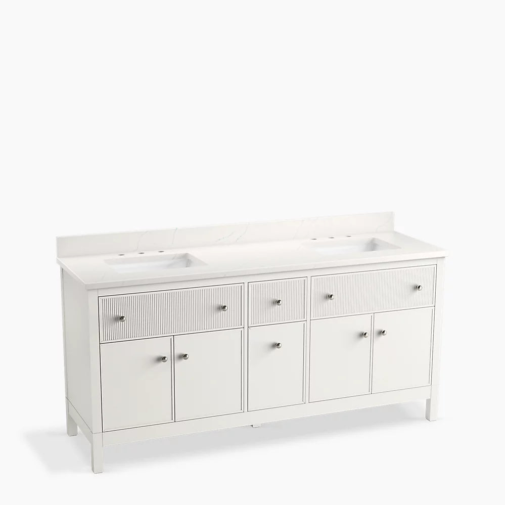 Kohler Malin By Studio Mcgee Cabinet With Sinks And Quartz Top 72-Inch Double-Sink Bathroom Vanity