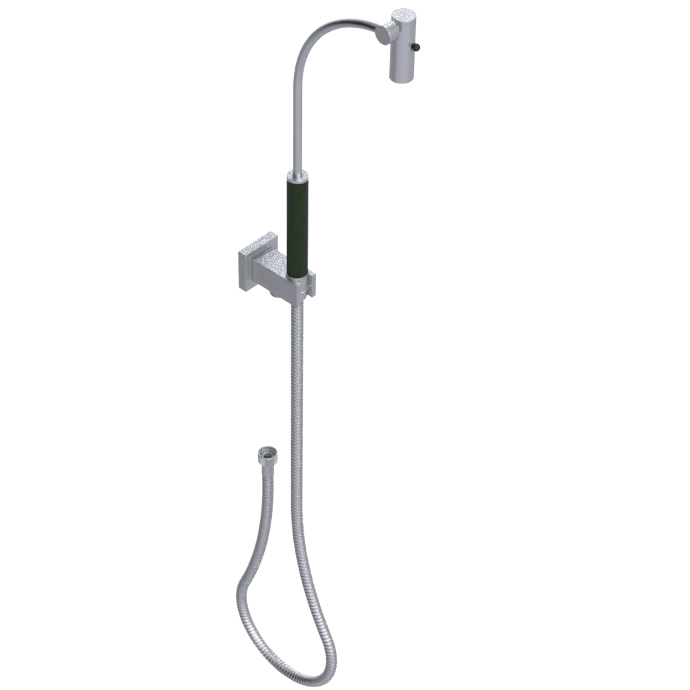 Rubinet Hand Held Shower Bidet with Extended Reach & Dual Function Spray Including Wall Bracket with Supply & Hose (Square) Satin Chrome