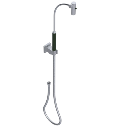 Rubinet Hand Held Shower Bidet with Extended Reach & Dual Function Spray Including Wall Bracket with Supply & Hose (Square) Satin Chrome
