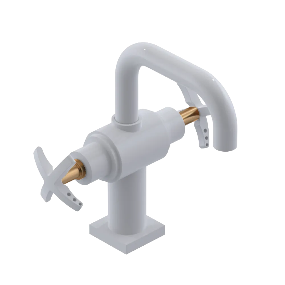 Rubinet Single Hole Dual Handle Lav. Set. with Genesis spout (less drain) White