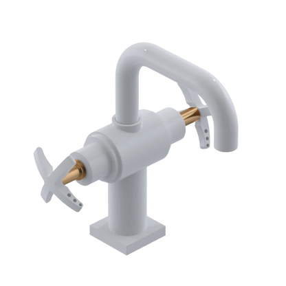 Rubinet Single Hole Dual Handle Lav. Set. with Genesis spout (less drain) White
