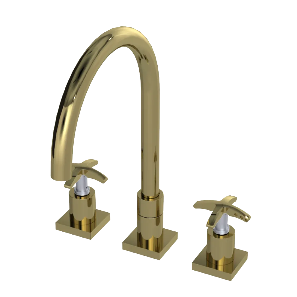 Rubinet Widespread Kitchen Set Natural Brass