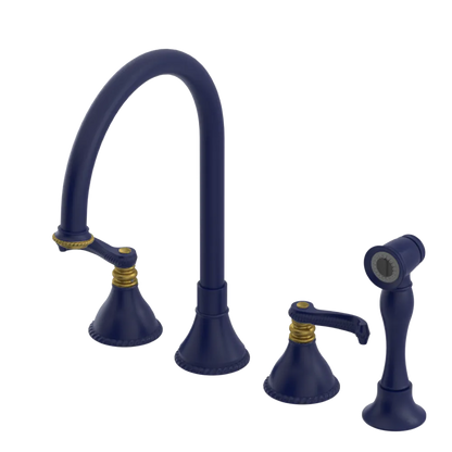 Rubinet Widespread Kitchen Set with Hand Spray Midnight Blue