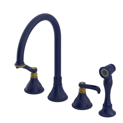 Rubinet Widespread Kitchen Set with Hand Spray Midnight Blue