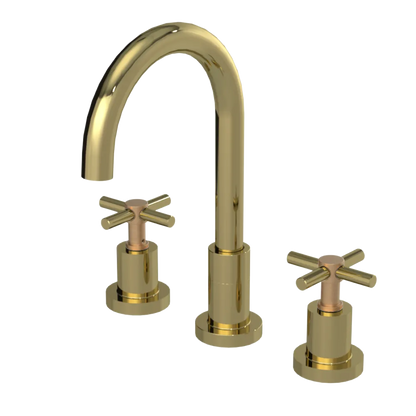 Rubinet Widespread Kitchen Set with LaSalle Spout Natural Brass