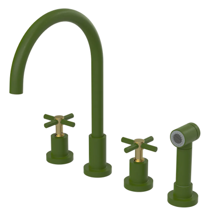 Rubinet Widespread Kitchen Set with LaSalle Spout with Hand Spray Green Envy