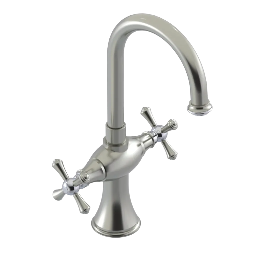 Rubinet Single Hole Dual Handle Lav. Set. (less drain) Satin Nickel