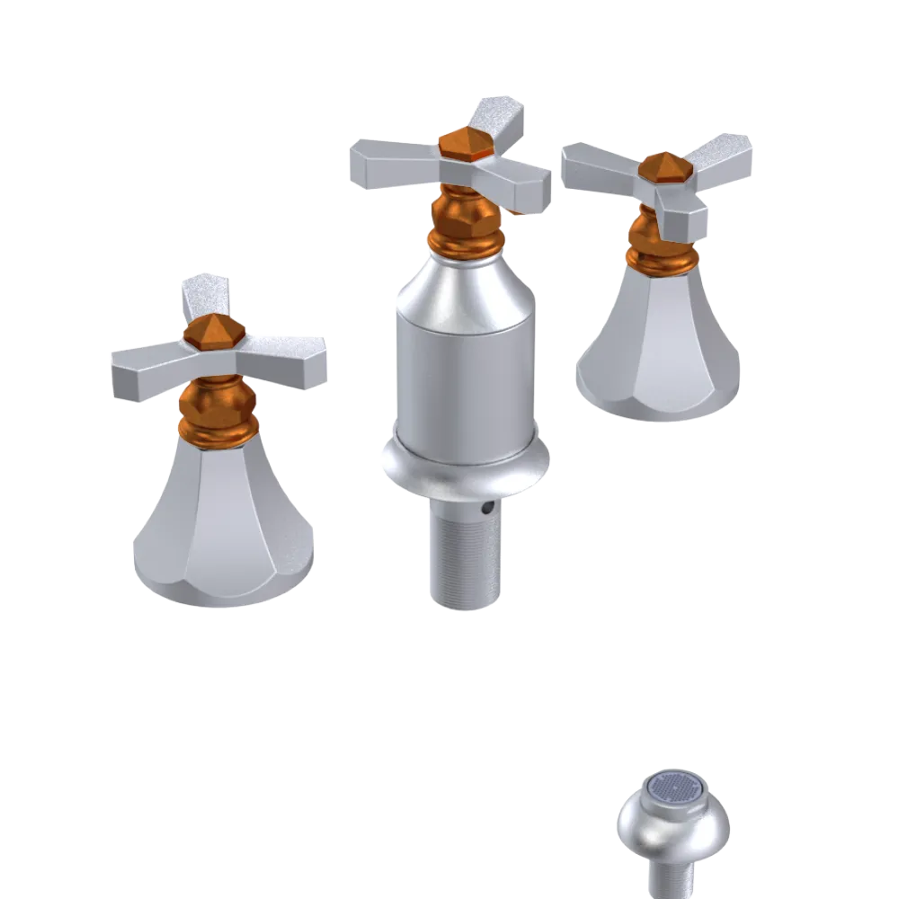 Rubinet Bidet Fitting with Spray, Diverter, and Vacum Breaker (Less Drain) Satin Chrome
