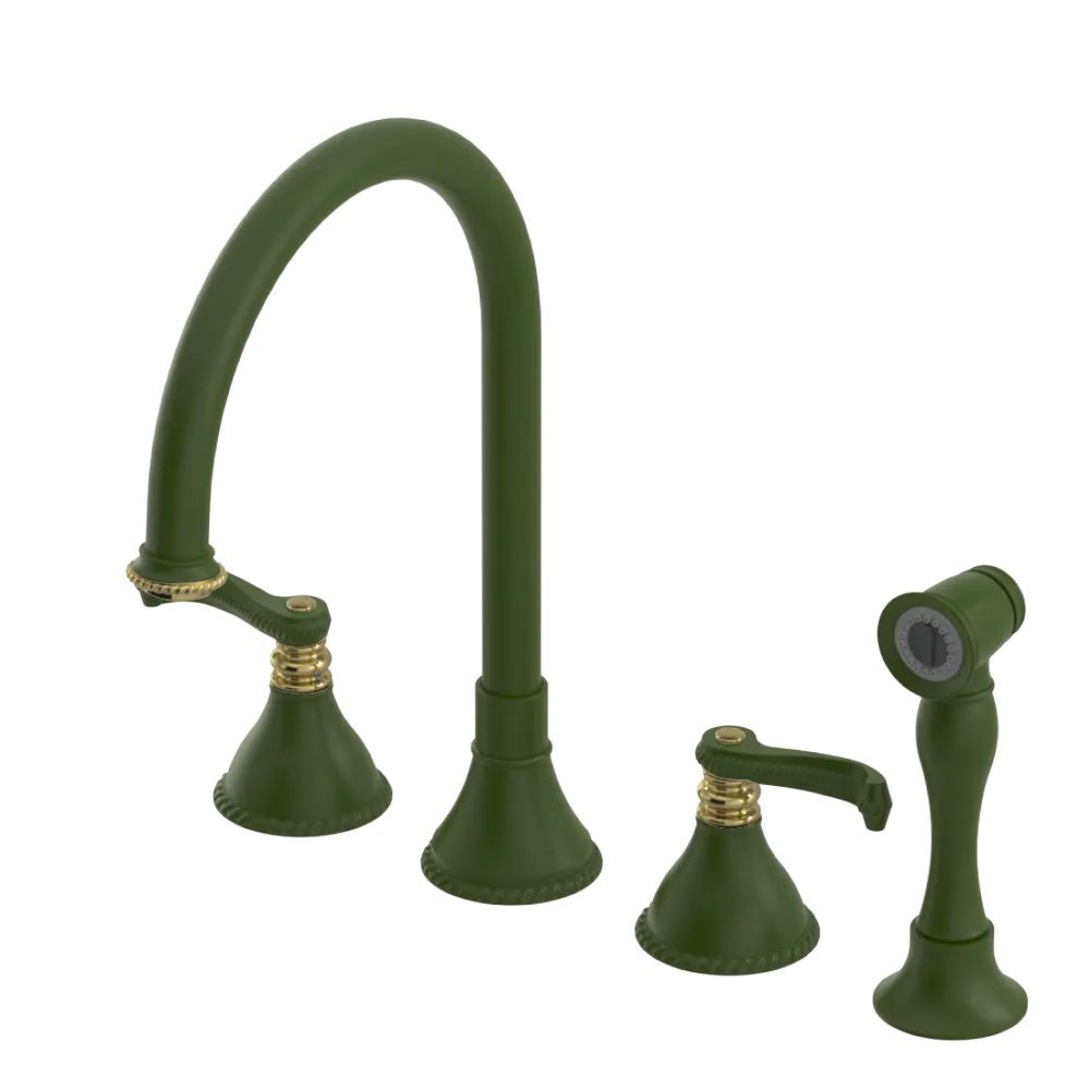 Rubinet Widespread Kitchen Set with Hand Spray Green Envy