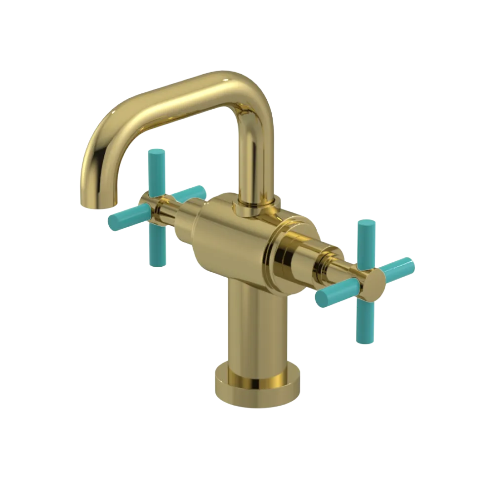 Rubinet Single Hole Dual Handle Lav. Set. (less drain) Natural Brass