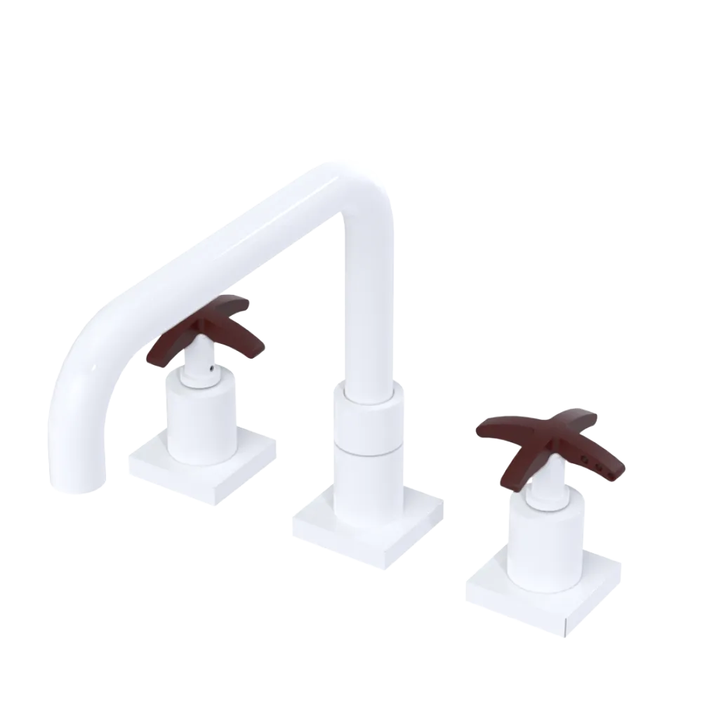Rubinet Widespread Kitchen Set with Genesis Spout White