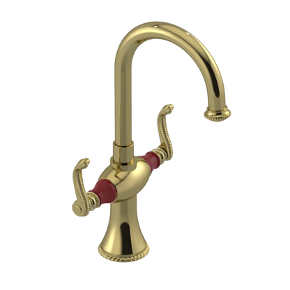 Rubinet Single Hole Dual Handle Lav. Set. (less drain) Natural Brass