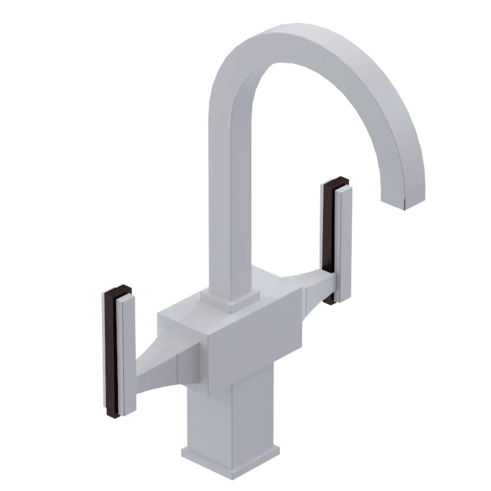 Rubinet Single Hole Dual Handle Lav. Set. (less drain) White