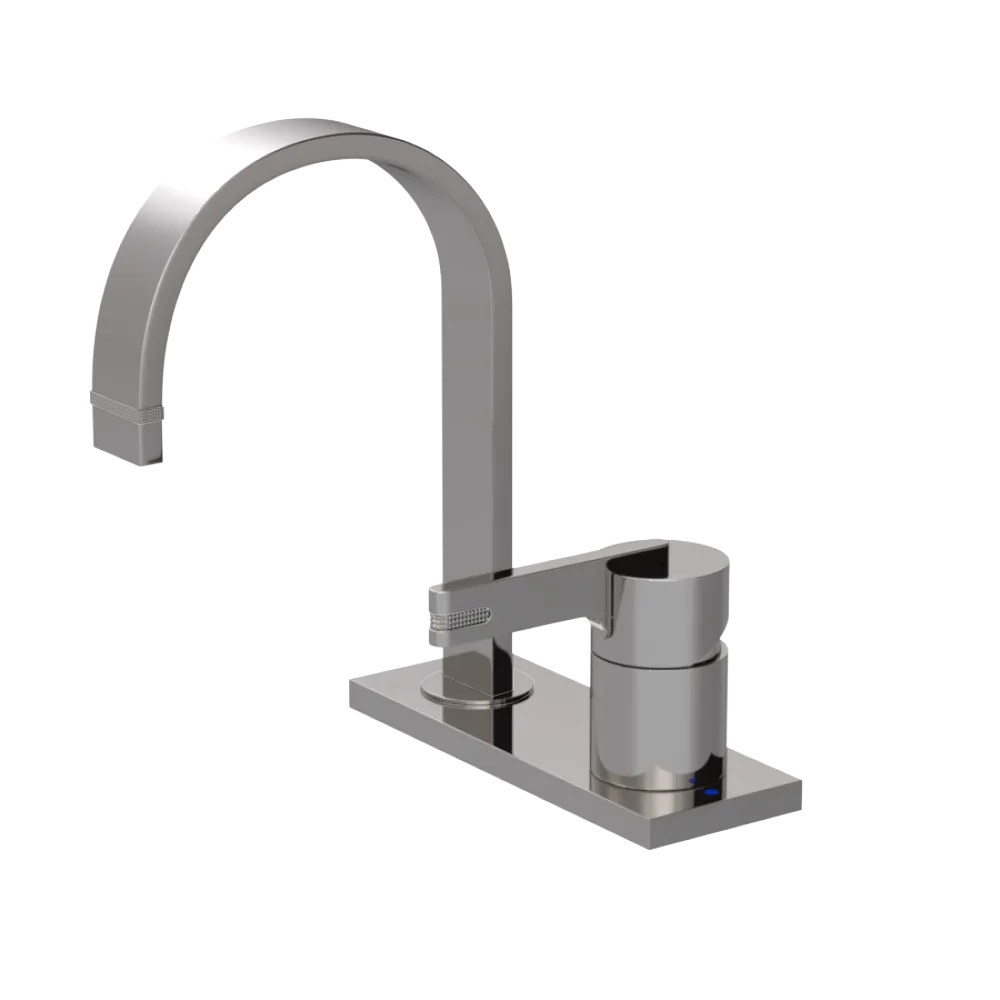 Rubinet 4" Centre Single Control Lav. Set (less drain) Polished Nickel