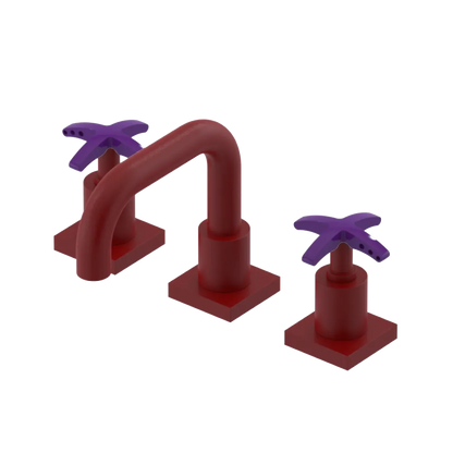 Rubinet Widespread Lav. Set. with Genesis spout (less drain) Maroon