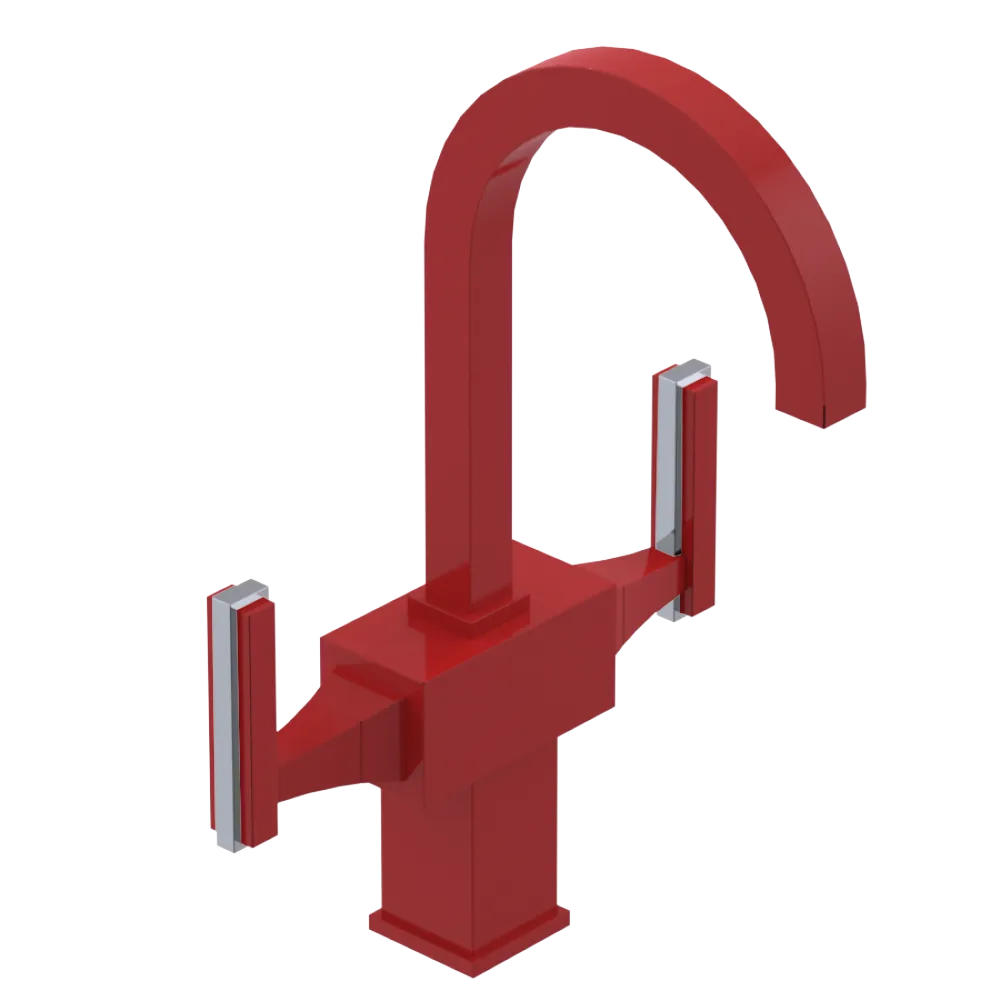 Rubinet Single Hole Dual Handle Lav. Set. (less drain) Red
