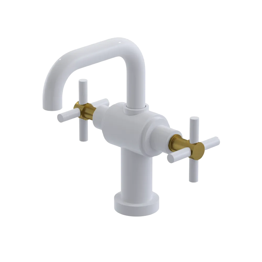 Rubinet Single Hole Dual Handle Lav. Set. (less drain) White