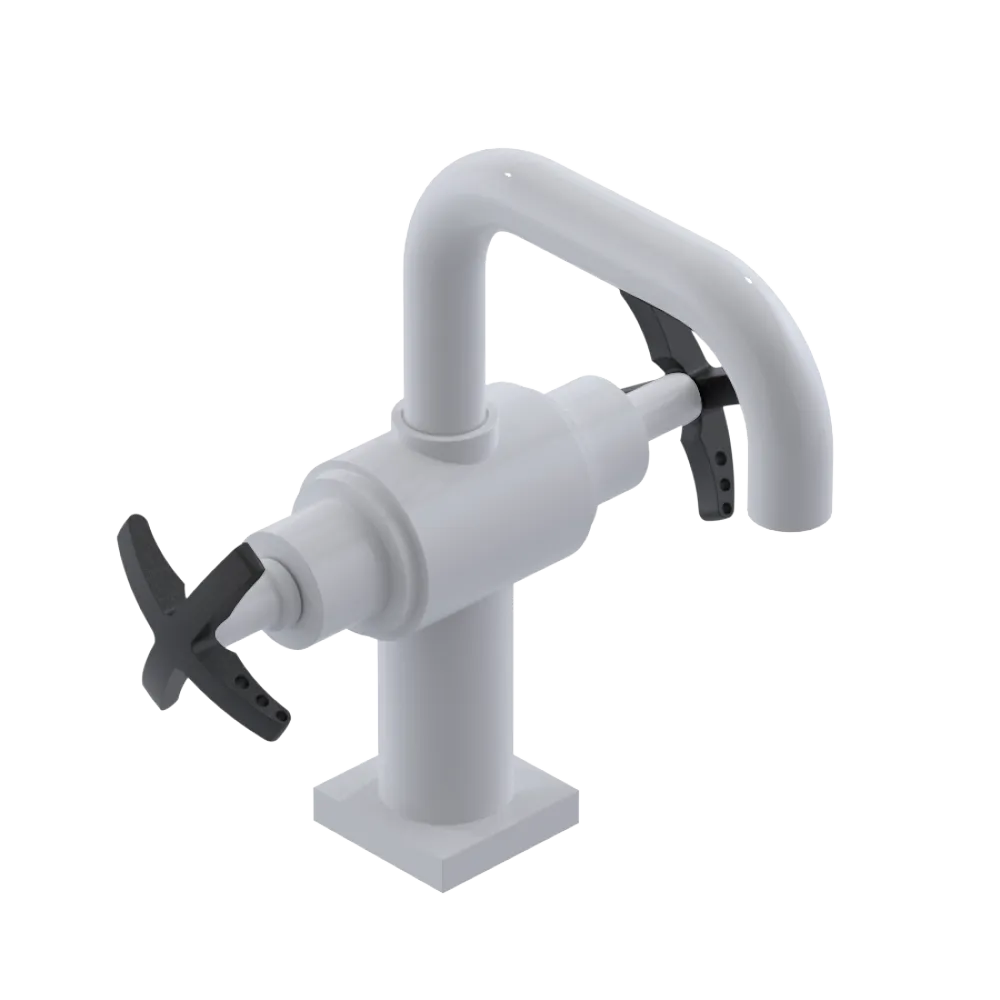 Rubinet Single Hole Dual Handle Lav. Set. with Genesis spout (less drain) White