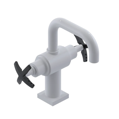 Rubinet Single Hole Dual Handle Lav. Set. with Genesis spout (less drain) White