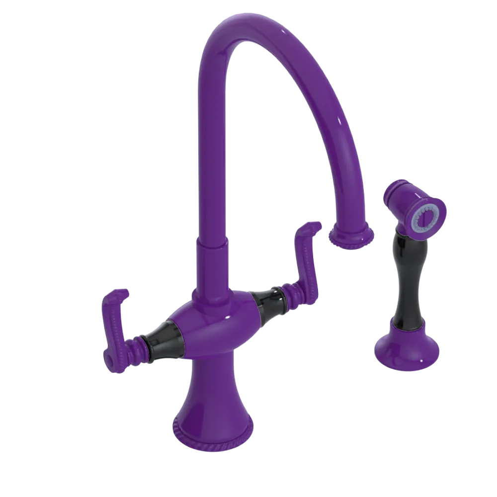 Rubinet Two Handle Single Hole Kitchen Set with Hand Spray Purple Haze
