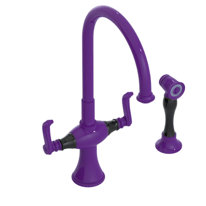 Rubinet Two Handle Single Hole Kitchen Set with Hand Spray Purple Haze