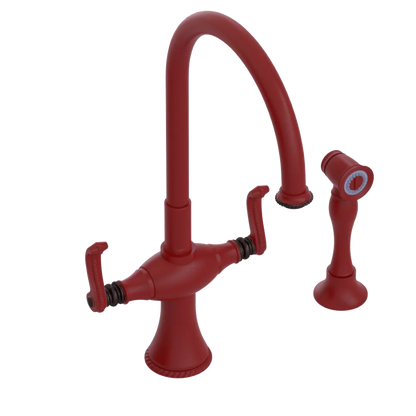 Rubinet Two Handle Single Hole Kitchen Set with Hand Spray Maroon