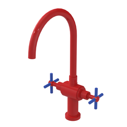 Rubinet Two Handle Single Hole Kitchen Set with LaSalle Spout Red