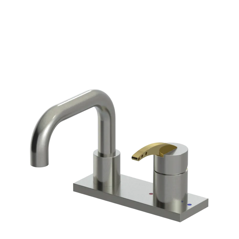 Rubinet 4" Centre Single Control Lav. Set. with Genesis spout (less drain) Satin Nickel