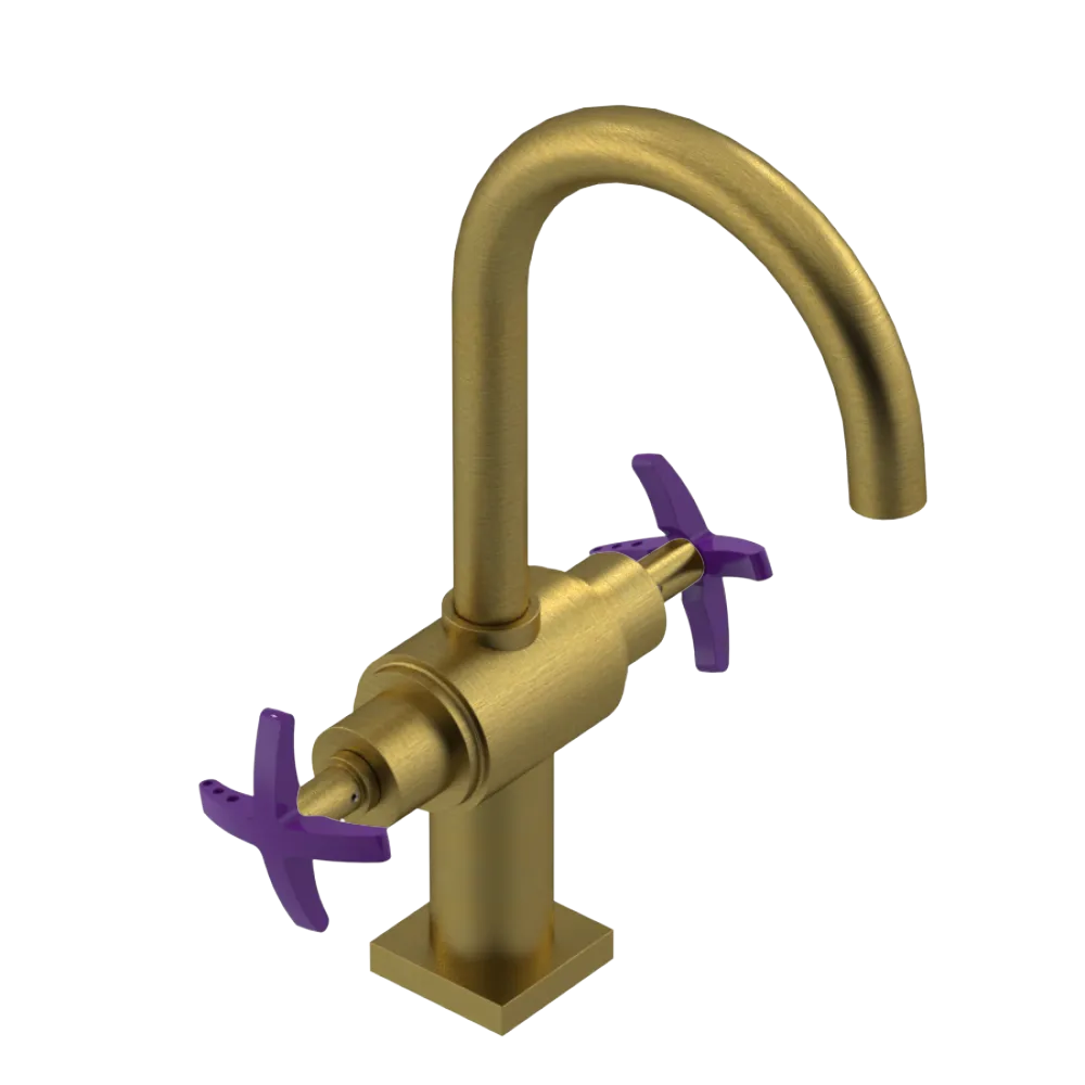 Rubinet Single Hole Dual Handle Lav. Set. (less drain) Antique Brass Matt