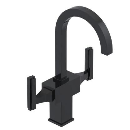 Rubinet Single Hole Dual Handle Lav. Set. (less drain) Black