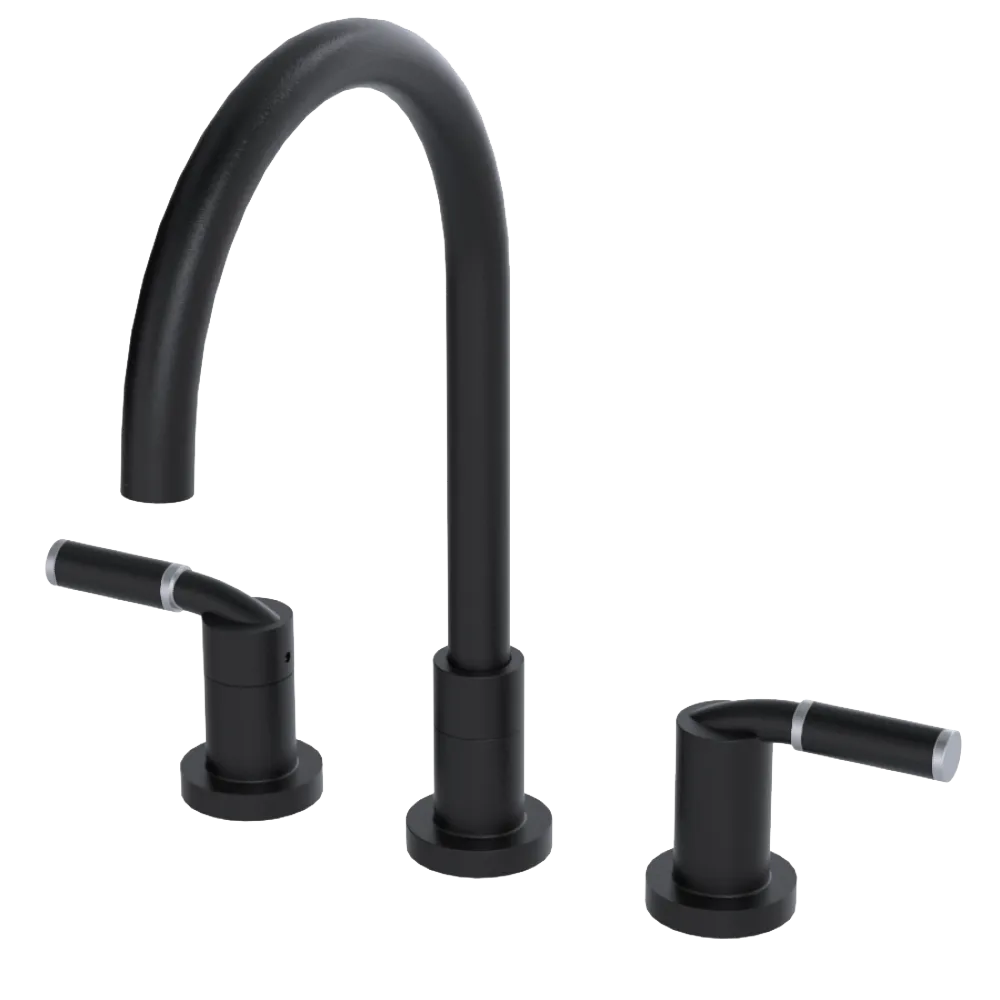 Rubinet Widespread Kitchen Set Matt Black
