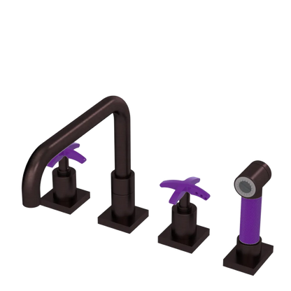 Rubinet Widespread Kitchen Set with Genesis Spout with Hand Spray Oil Rubbed Bronze
