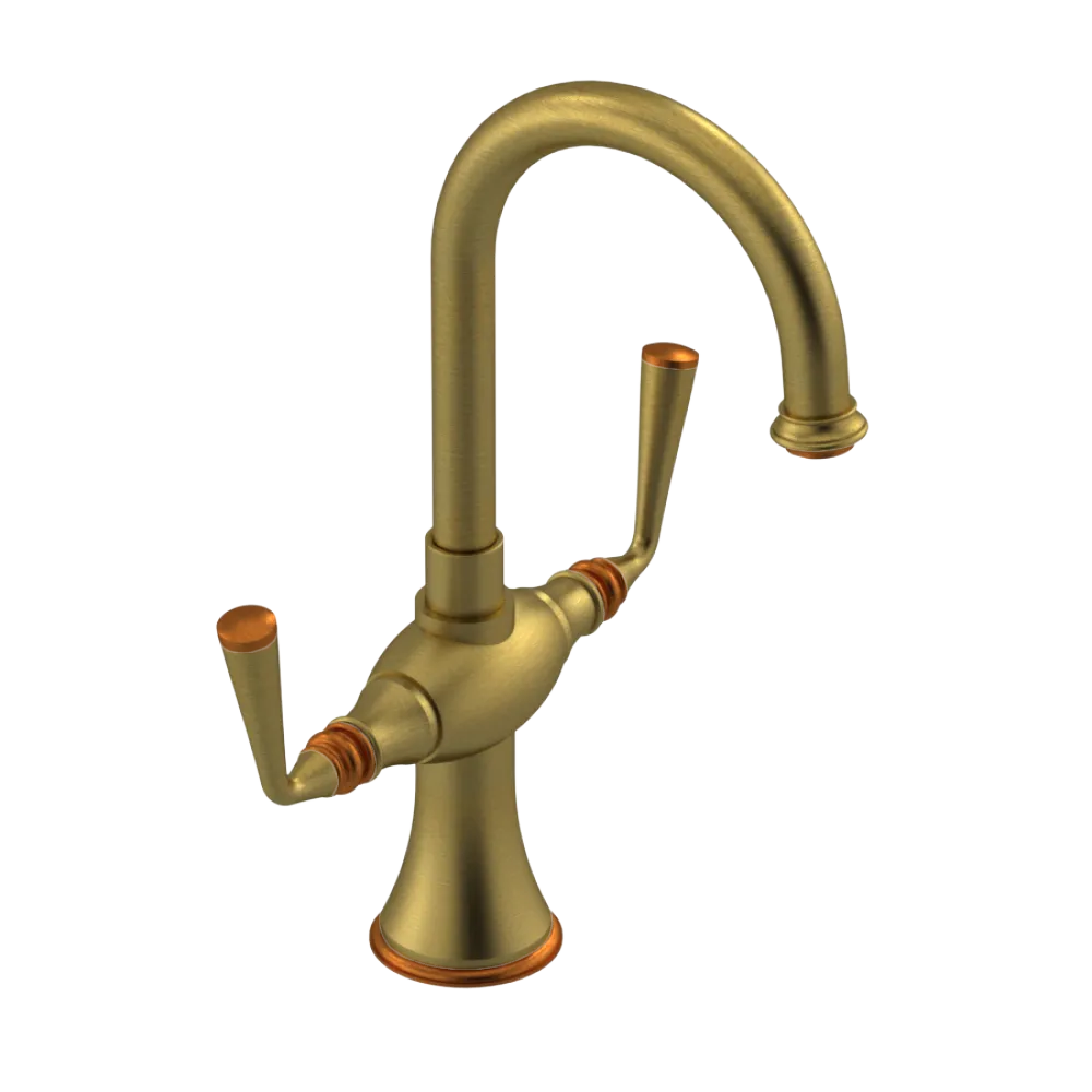Rubinet Single Hole Dual Handle Lav. Set. (less drain) Antique Brass Matt