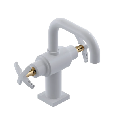 Rubinet Single Hole Dual Handle Lav. Set. with Genesis spout (less drain) White