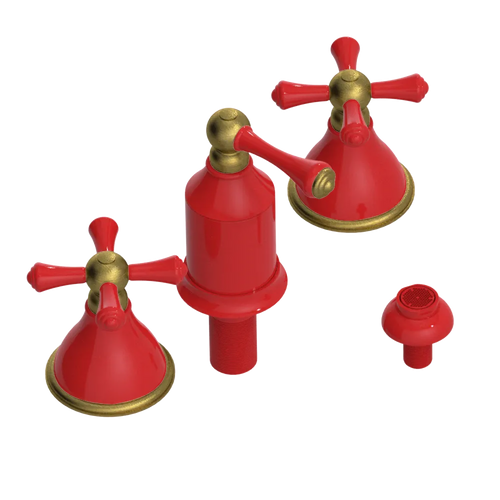 Rubinet Bidet Fitting with Spray, Diverter, and Vacum Breaker (Less Drain) Red