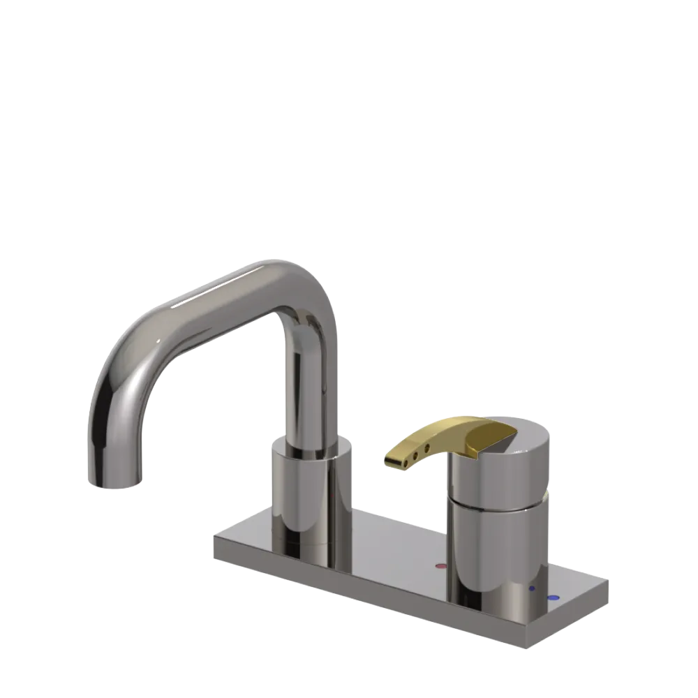 Rubinet 4" Centre Single Control Lav. Set. with Genesis spout (less drain) Polished Nickel