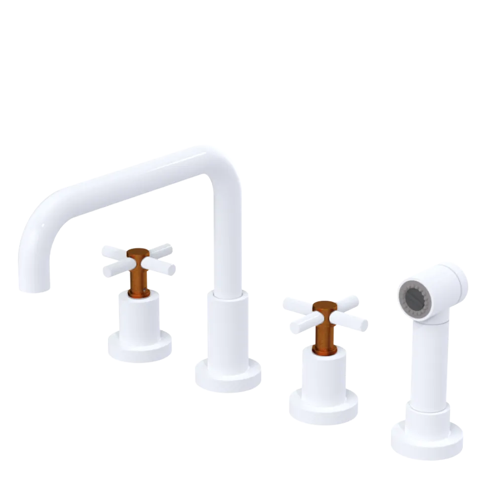 Rubinet Widespread Kitchen Set with Hand Spray White