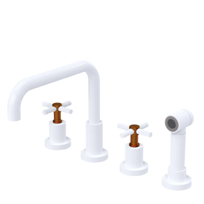 Rubinet Widespread Kitchen Set with Hand Spray White