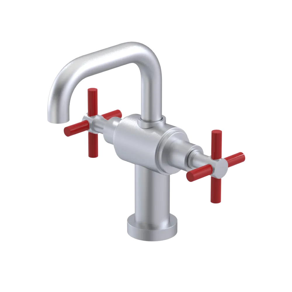 Rubinet Single Hole Dual Handle Lav. Set. (less drain) Satin Chrome