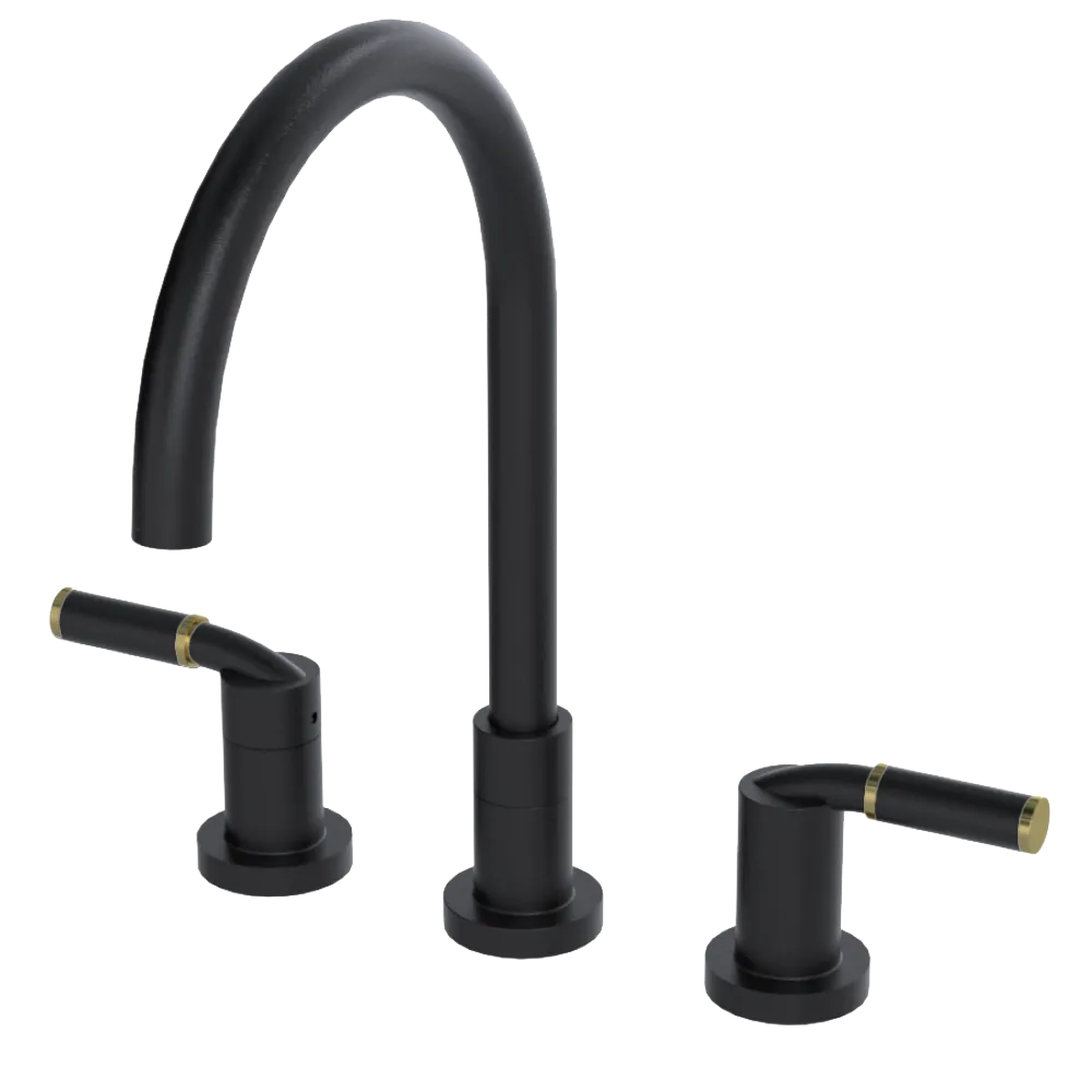 Rubinet Widespread Kitchen Set Matt Black