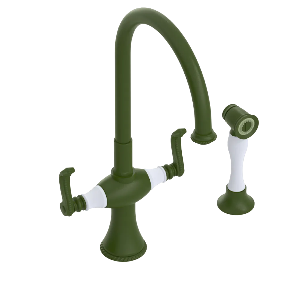 Rubinet Two Handle Single Hole Kitchen Set with Hand Spray Green Envy