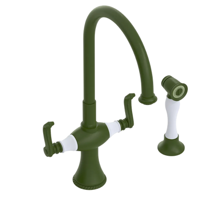 Rubinet Two Handle Single Hole Kitchen Set with Hand Spray Green Envy