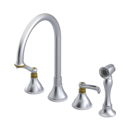 Rubinet Widespread Kitchen Set with Hand Spray Satin Chrome